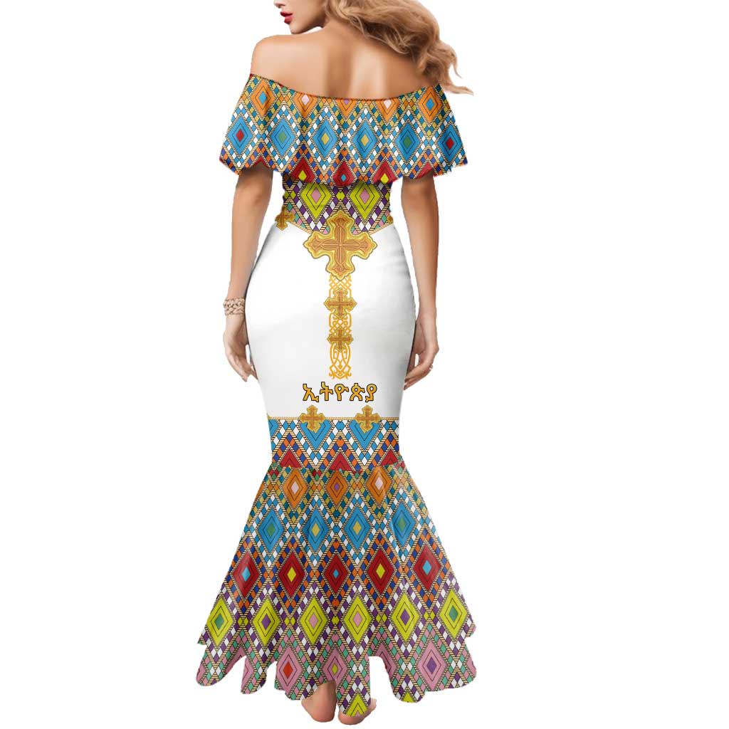 Ethiopian Epiphany Family Matching Mermaid Dress and Hawaiian Shirt Cross Mix Tilet Pattern - Wonder Print Shop