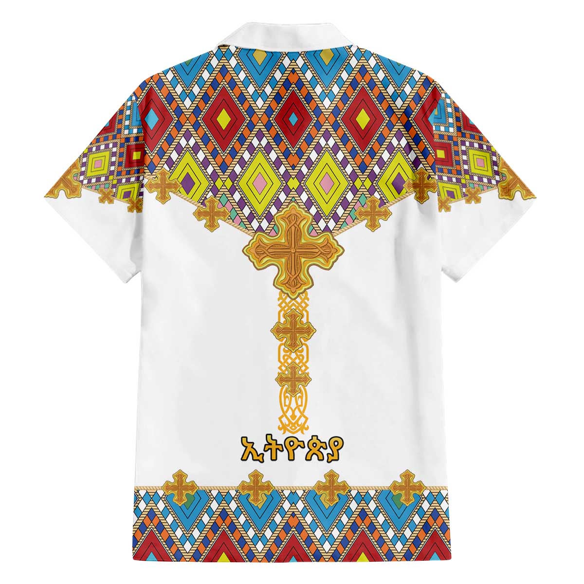 Ethiopian Epiphany Family Matching Off The Shoulder Long Sleeve Dress and Hawaiian Shirt Cross Mix Tilet Pattern - Wonder Print Shop