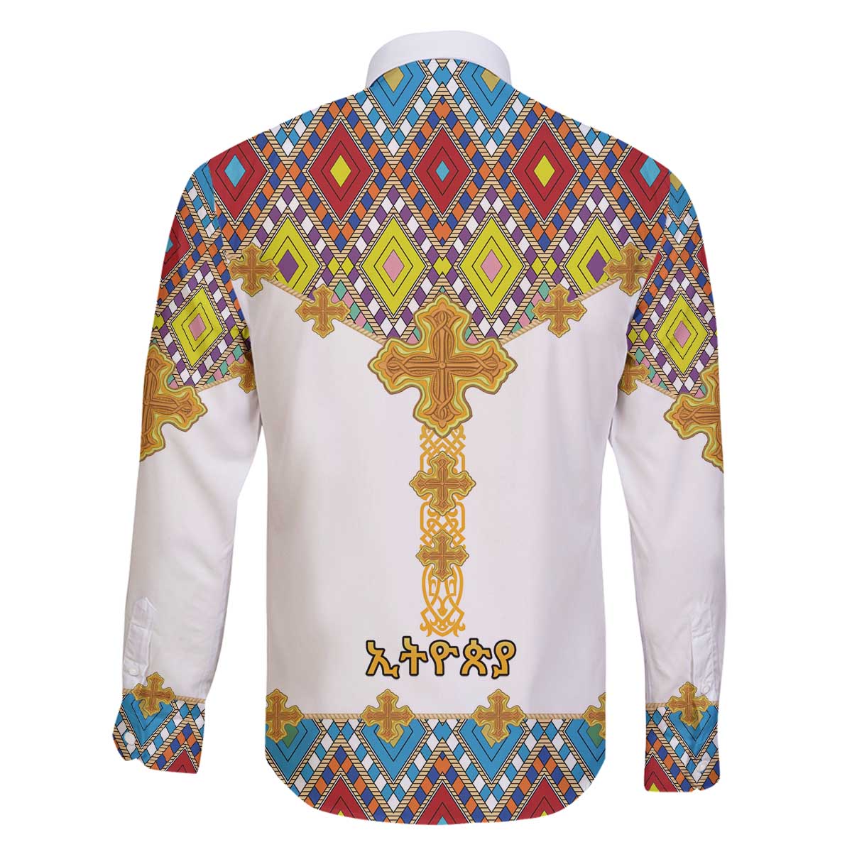 Ethiopian Epiphany Family Matching Off The Shoulder Long Sleeve Dress and Hawaiian Shirt Cross Mix Tilet Pattern - Wonder Print Shop