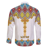 Ethiopian Epiphany Family Matching Off The Shoulder Long Sleeve Dress and Hawaiian Shirt Cross Mix Tilet Pattern - Wonder Print Shop