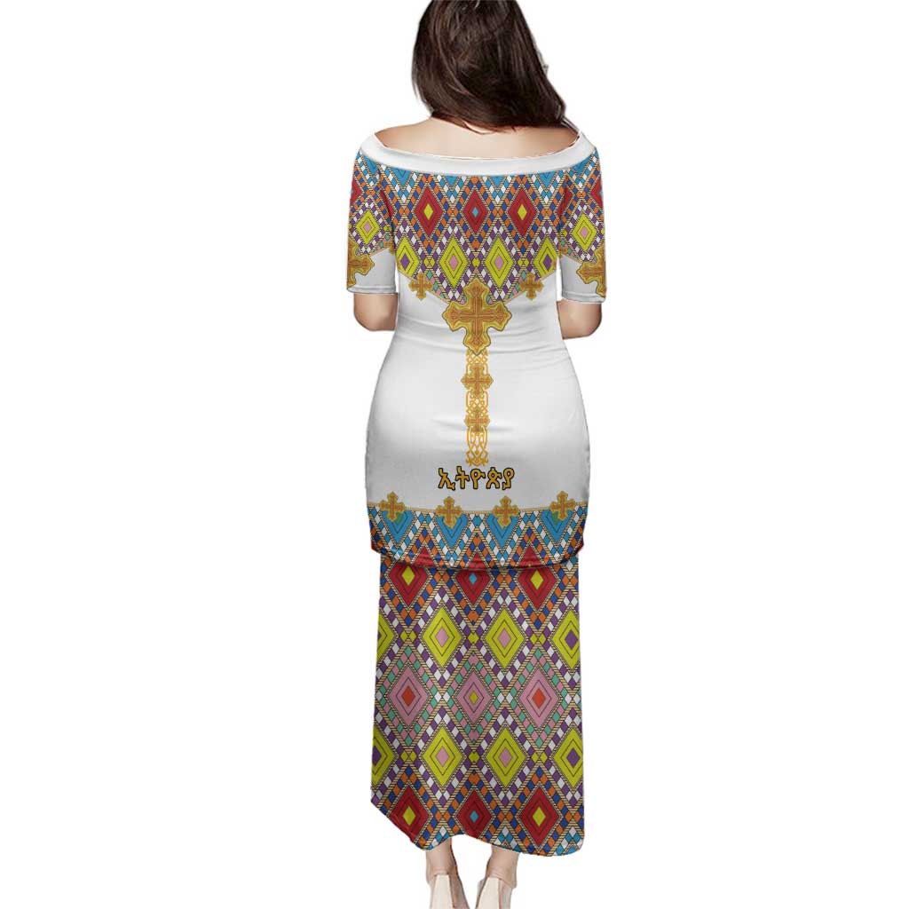 Ethiopian Epiphany Family Matching Puletasi and Hawaiian Shirt Cross Mix Tilet Pattern - Wonder Print Shop