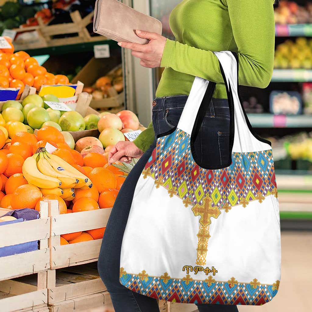 Ethiopian Epiphany Grocery Bag Cross Mix Tilet Pattern