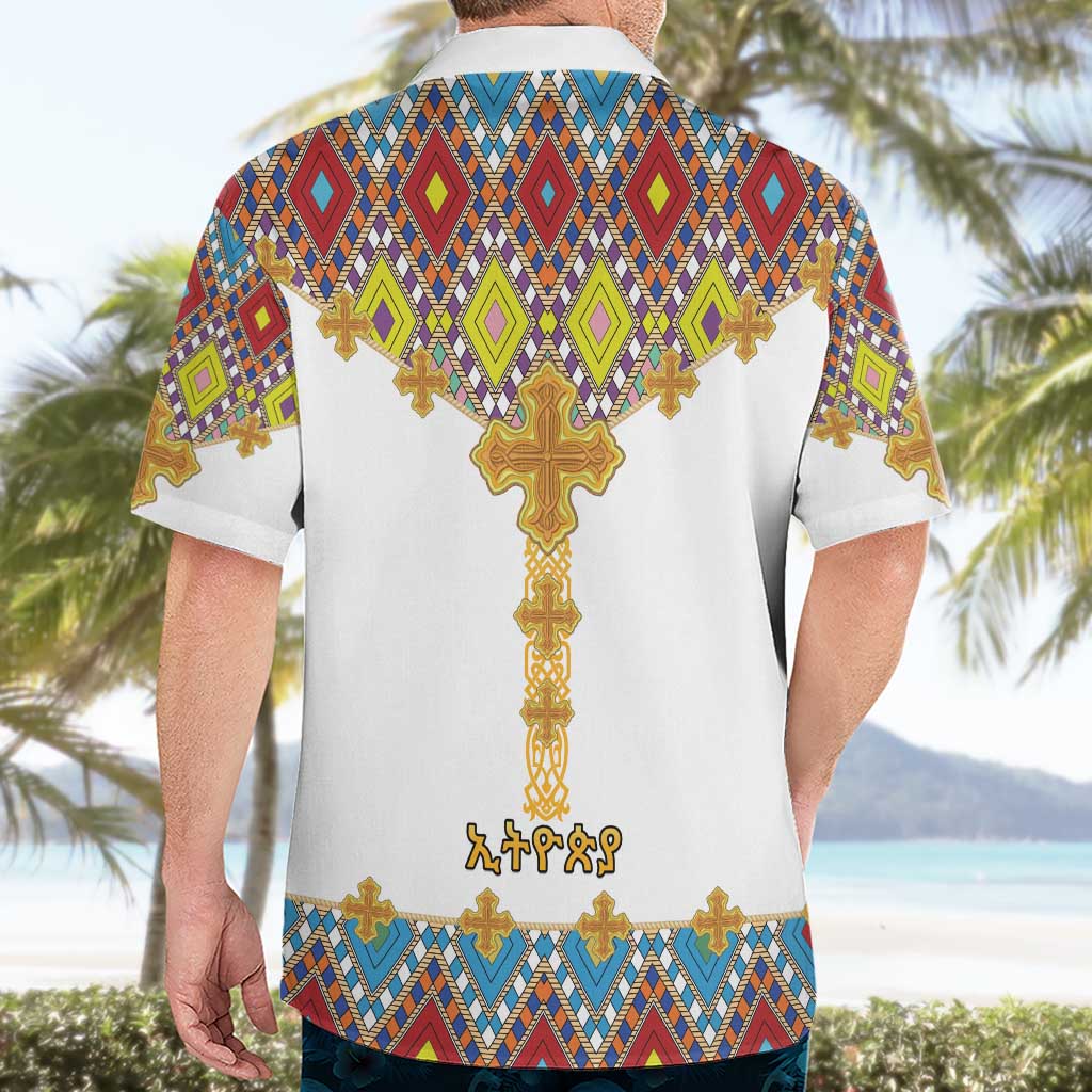 Ethiopian Epiphany Hawaiian Shirt Cross Mix Tilet Pattern - Wonder Print Shop