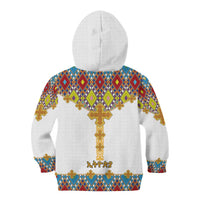 Ethiopian Epiphany Kid Hoodie Cross Mix Tilet Pattern - Wonder Print Shop
