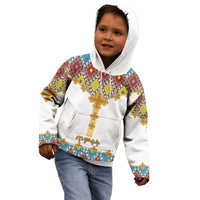 Ethiopian Epiphany Kid Hoodie Cross Mix Tilet Pattern - Wonder Print Shop