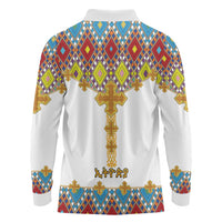 Ethiopian Epiphany Long Sleeve Polo Shirt Cross Mix Tilet Pattern - Wonder Print Shop