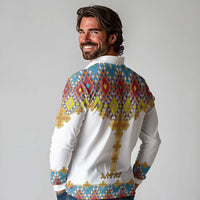 Ethiopian Epiphany Long Sleeve Polo Shirt Cross Mix Tilet Pattern - Wonder Print Shop