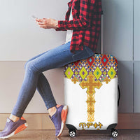 Ethiopian Epiphany Luggage Cover Cross Mix Tilet Pattern - Wonder Print Shop