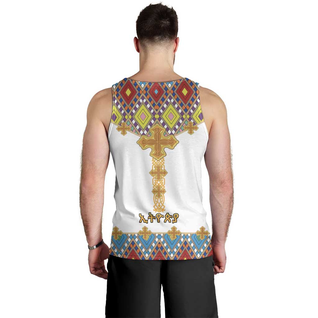 Ethiopian Epiphany Men Tank Top Cross Mix Tilet Pattern - Wonder Print Shop