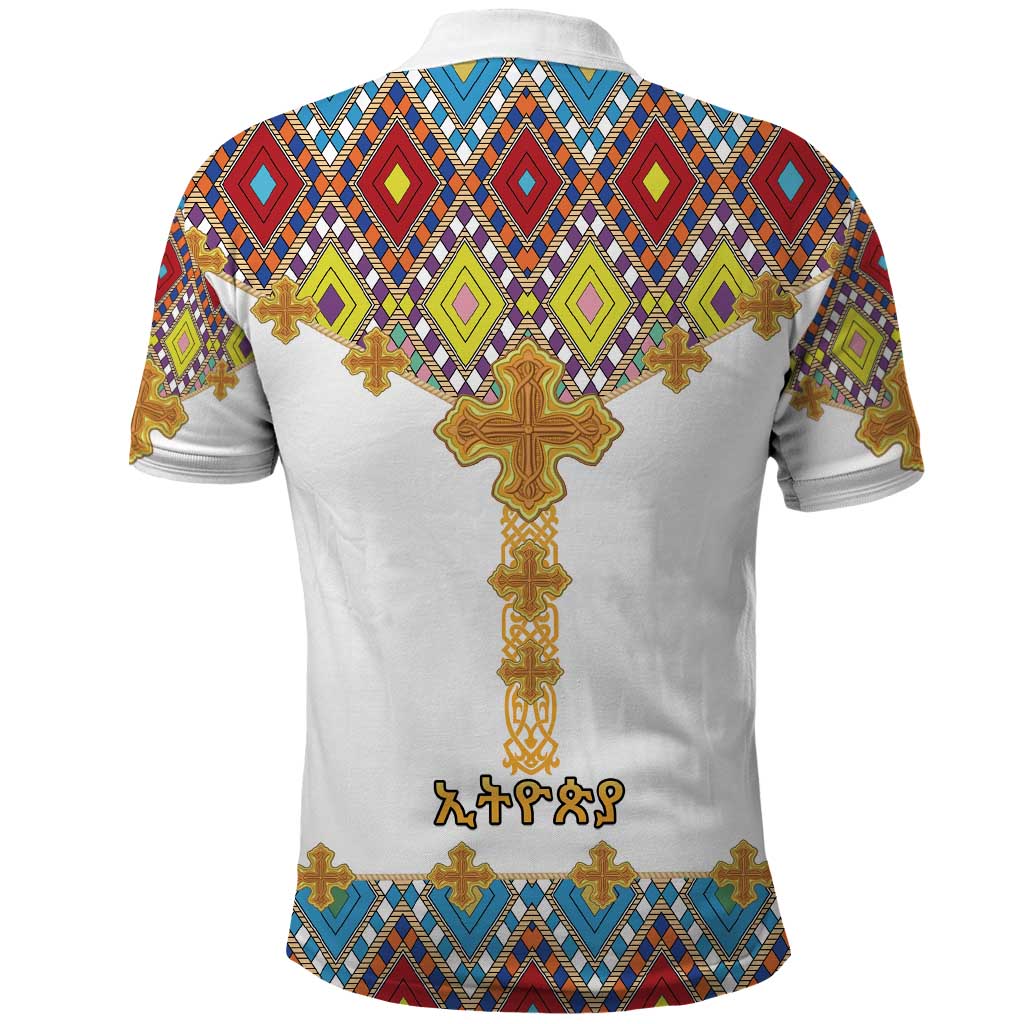 Ethiopian Epiphany Polo Shirt Cross Mix Tilet Pattern - Wonder Print Shop