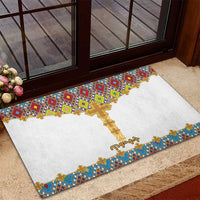 Ethiopian Epiphany Rubber Doormat Cross Mix Tilet Pattern - Wonder Print Shop