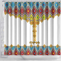 Ethiopian Epiphany Shower Curtain Cross Mix Tilet Pattern