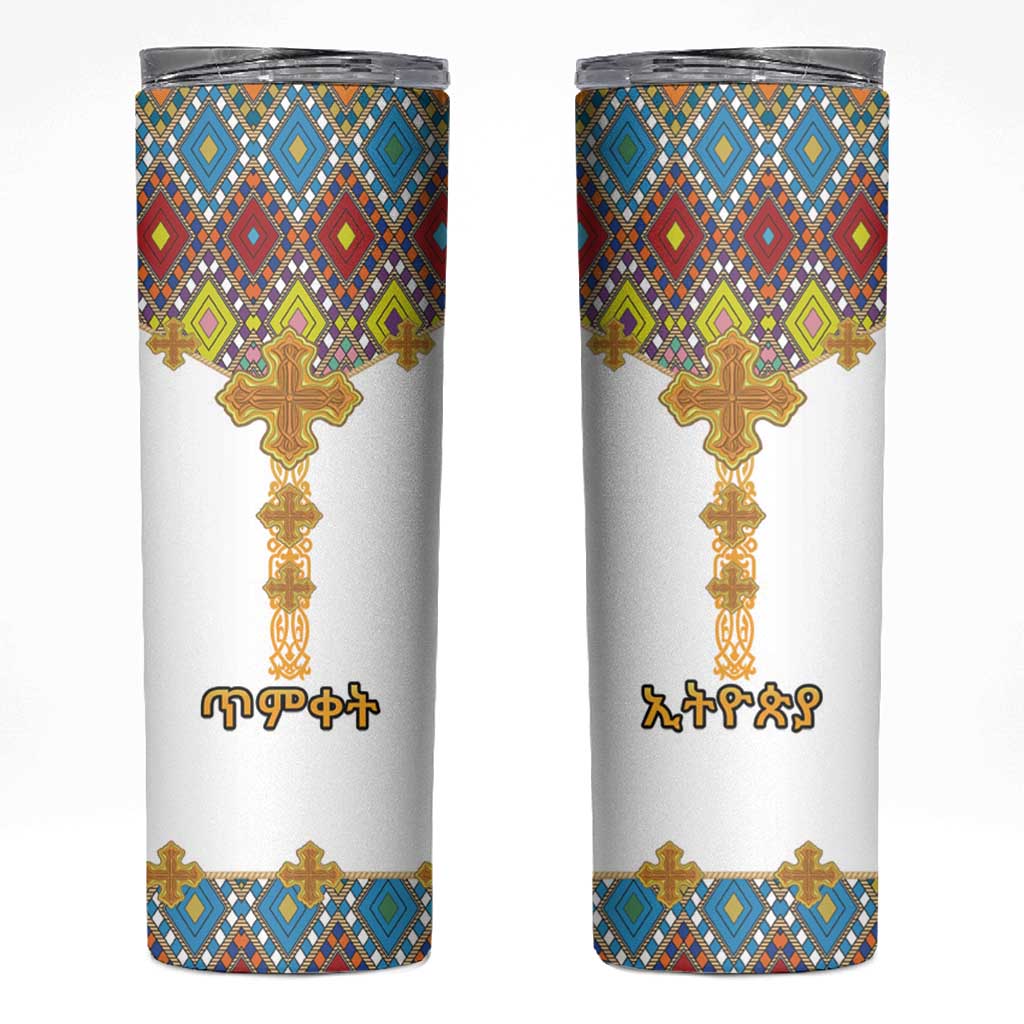 Ethiopian Epiphany Skinny Tumbler Cross Mix Tilet Pattern - Wonder Print Shop