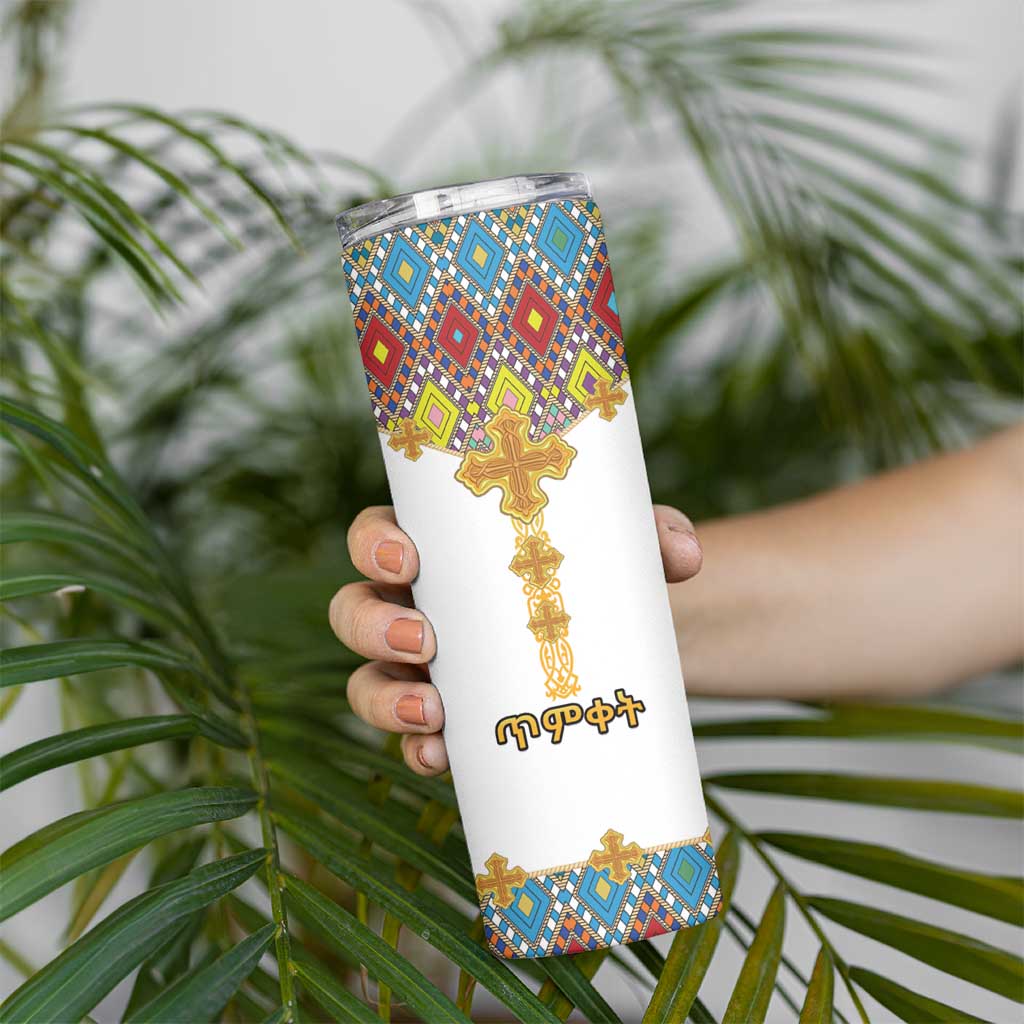 Ethiopian Epiphany Skinny Tumbler Cross Mix Tilet Pattern - Wonder Print Shop