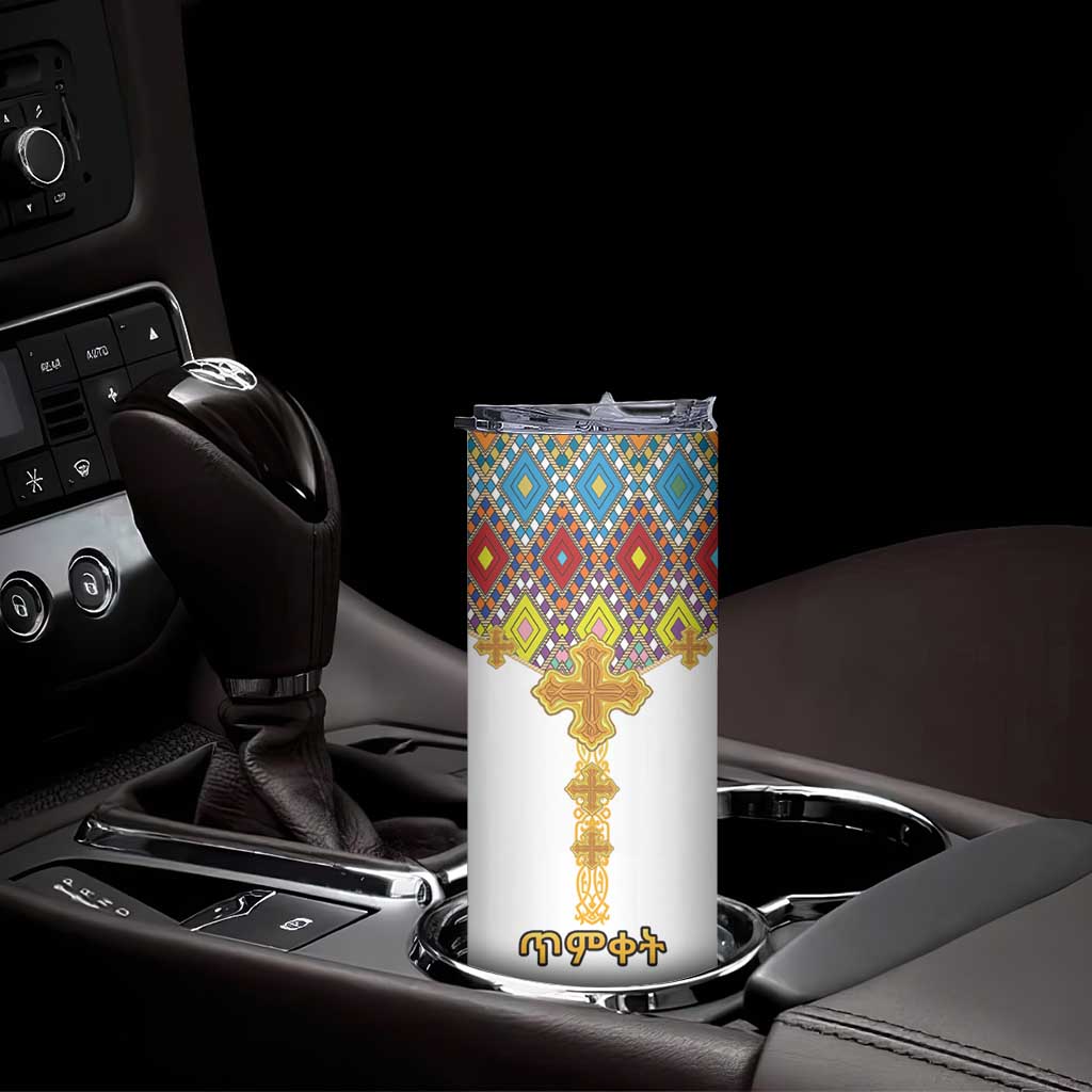 Ethiopian Epiphany Skinny Tumbler Cross Mix Tilet Pattern - Wonder Print Shop