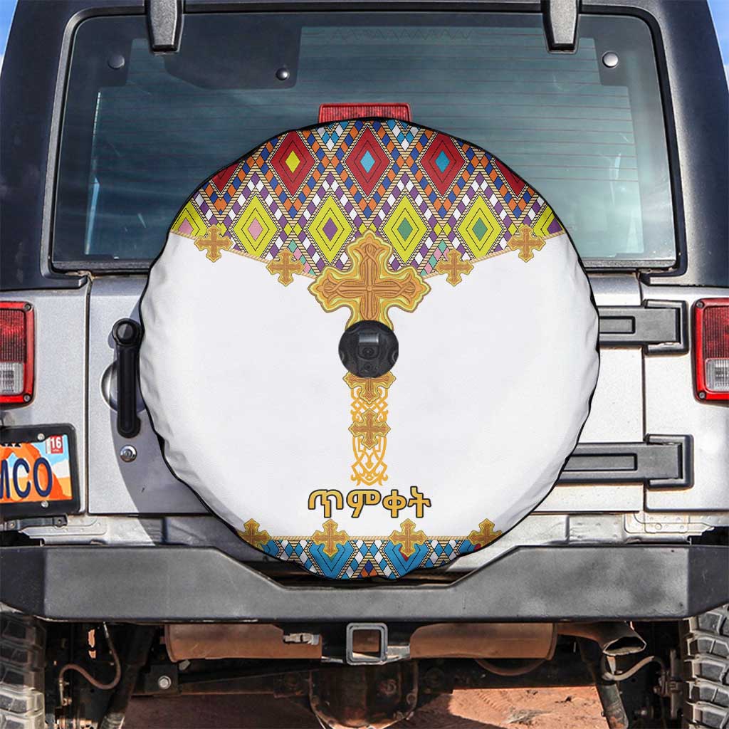 Ethiopian Epiphany Spare Tire Cover Cross Mix Tilet Pattern - Wonder Print Shop