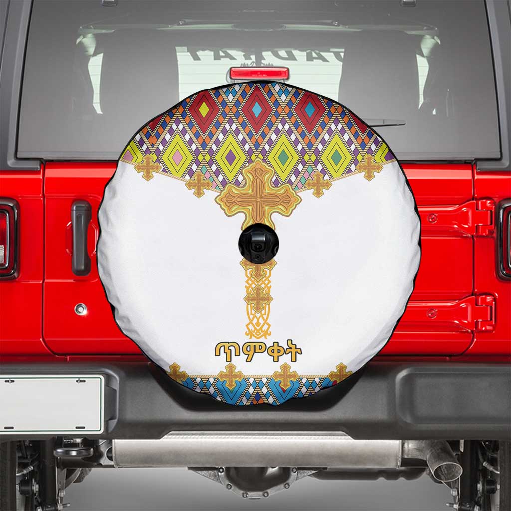 Ethiopian Epiphany Spare Tire Cover Cross Mix Tilet Pattern - Wonder Print Shop