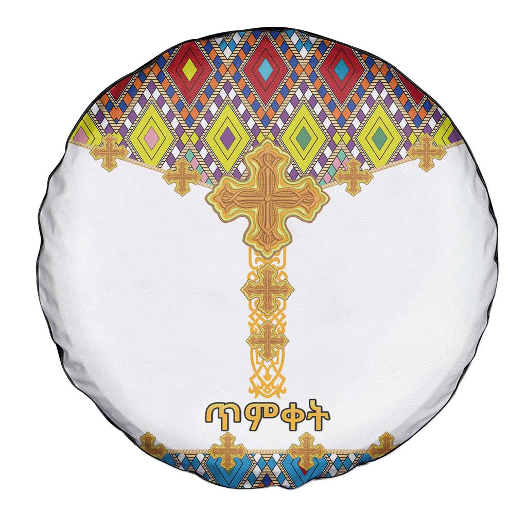Ethiopian Epiphany Spare Tire Cover Cross Mix Tilet Pattern - Wonder Print Shop