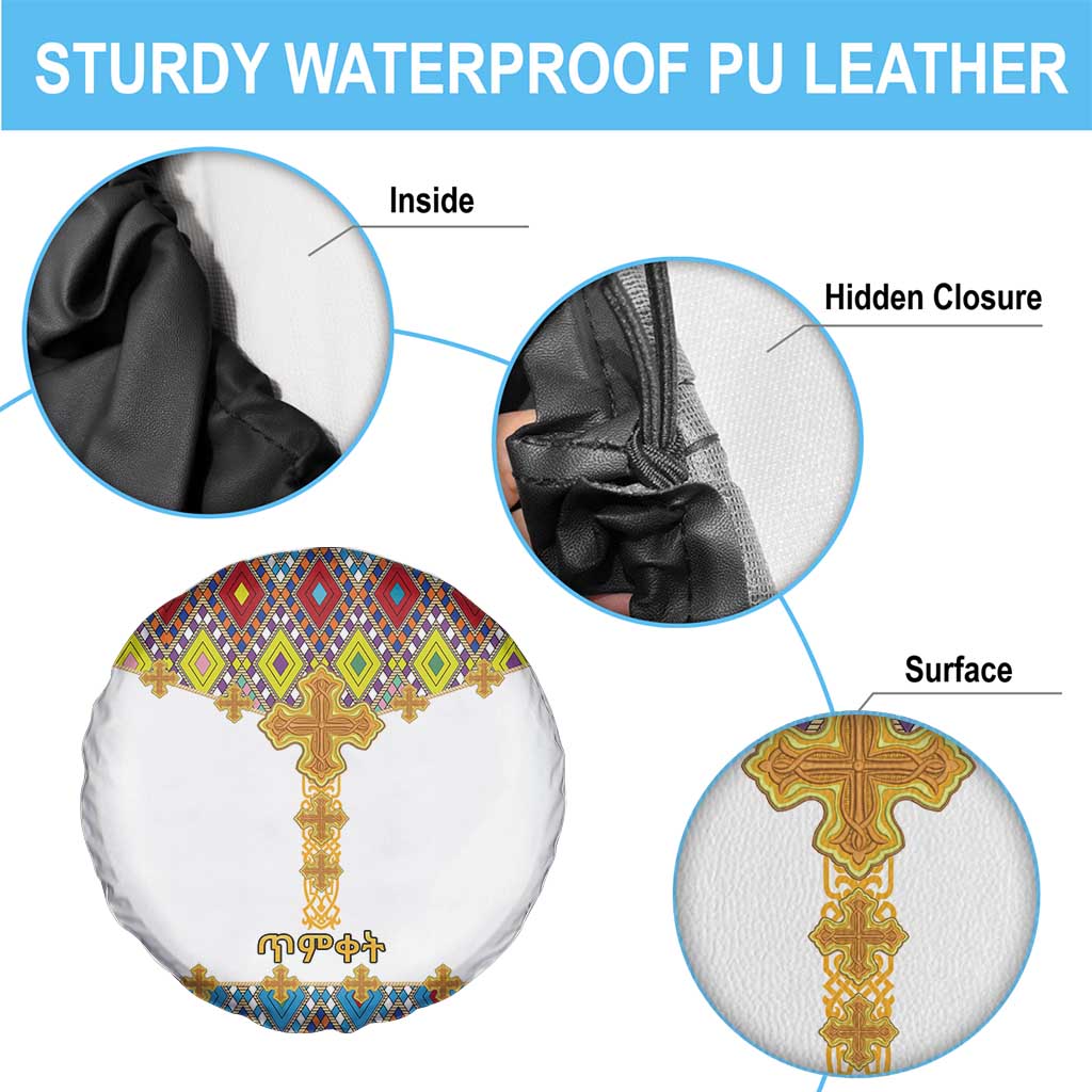 Ethiopian Epiphany Spare Tire Cover Cross Mix Tilet Pattern - Wonder Print Shop