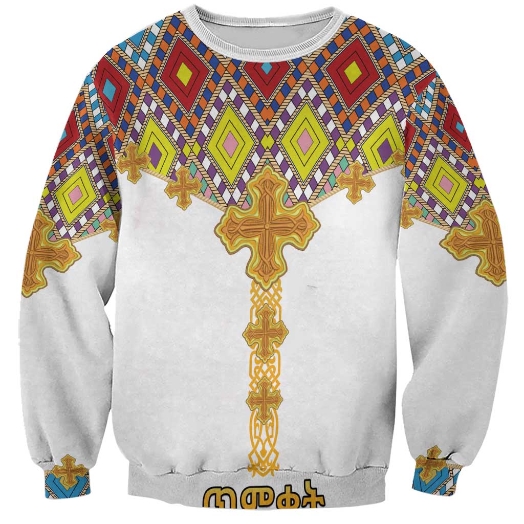 Ethiopian Epiphany Sweatshirt Cross Mix Tilet Pattern - Wonder Print Shop