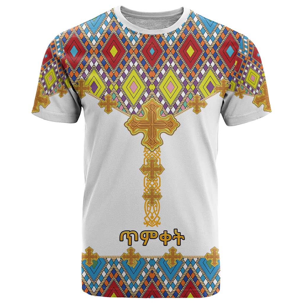 Ethiopian Epiphany T Shirt Cross Mix Tilet Pattern - Wonder Print Shop