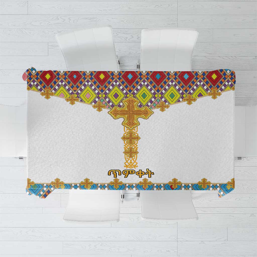 Ethiopian Epiphany Tablecloth Cross Mix Tilet Pattern - Wonder Print Shop