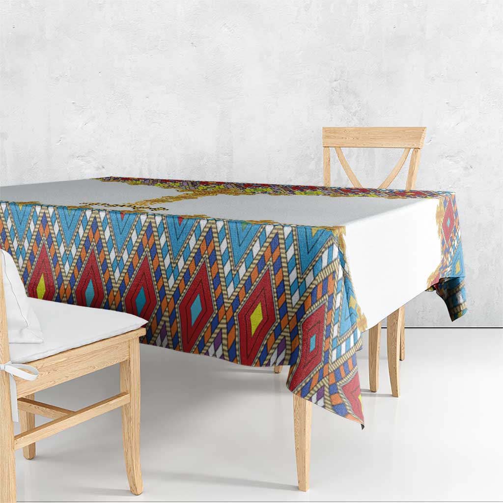 Ethiopian Epiphany Tablecloth Cross Mix Tilet Pattern - Wonder Print Shop