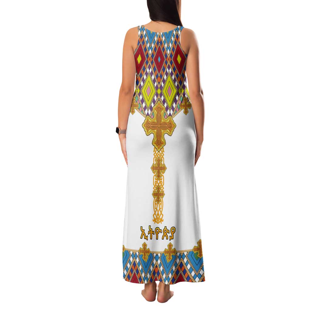 Ethiopian Epiphany Tank Maxi Dress Cross Mix Tilet Pattern - Wonder Print Shop
