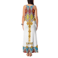 Ethiopian Epiphany Tank Maxi Dress Cross Mix Tilet Pattern - Wonder Print Shop