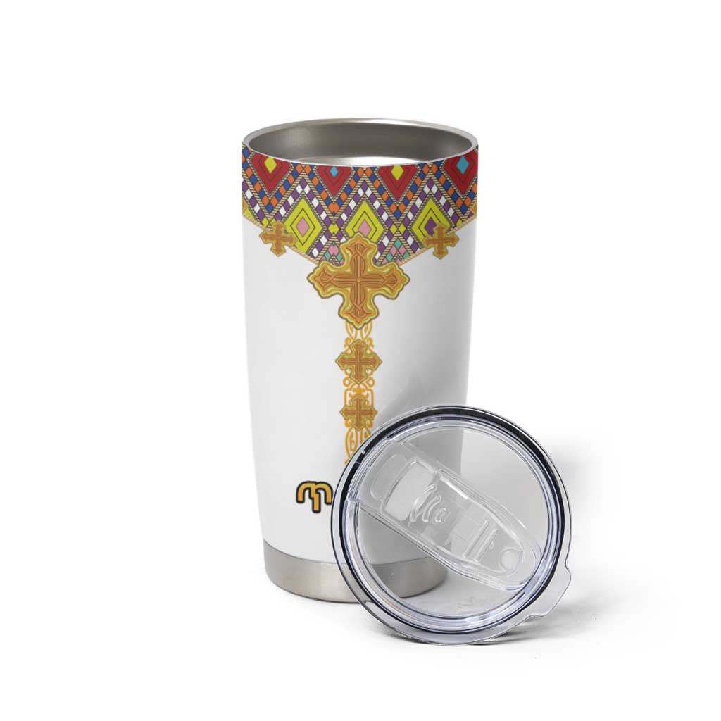 Ethiopian Epiphany Tumbler Cup Cross Mix Tilet Pattern - Wonder Print Shop