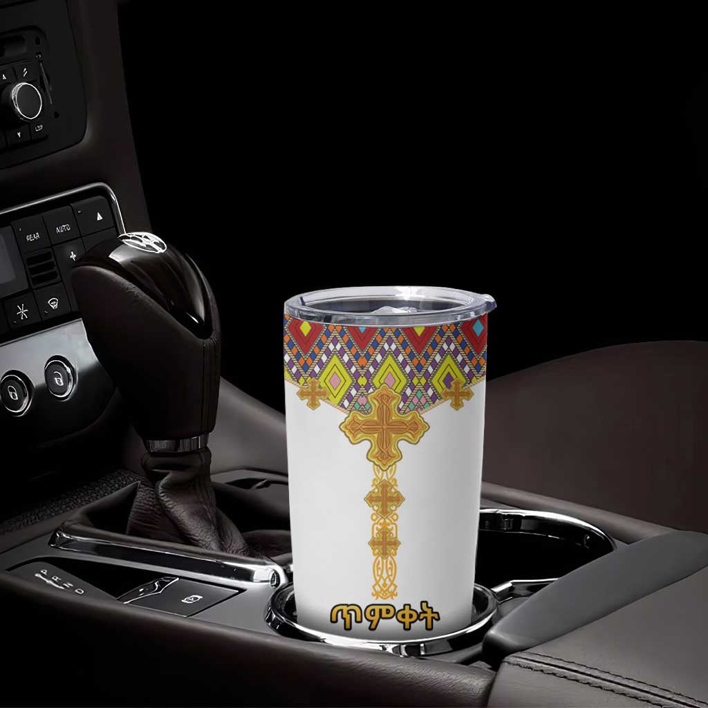 Ethiopian Epiphany Tumbler Cup Cross Mix Tilet Pattern - Wonder Print Shop
