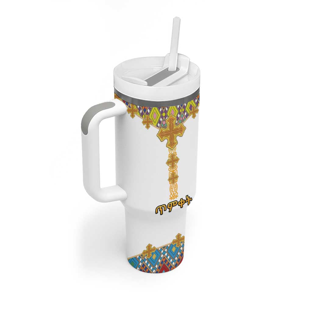 Ethiopian Epiphany Tumbler With Handle Cross Mix Tilet Pattern - Wonder Print Shop