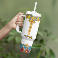 Ethiopian Epiphany Tumbler With Handle Cross Mix Tilet Pattern - Wonder Print Shop