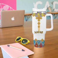 Ethiopian Epiphany Tumbler With Handle Cross Mix Tilet Pattern - Wonder Print Shop
