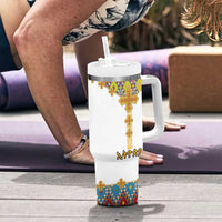 Ethiopian Epiphany Tumbler With Handle Cross Mix Tilet Pattern - Wonder Print Shop
