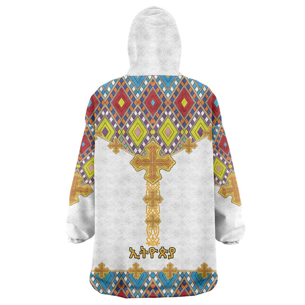 Ethiopian Epiphany Wearable Blanket Hoodie Cross Mix Tilet Pattern - Wonder Print Shop