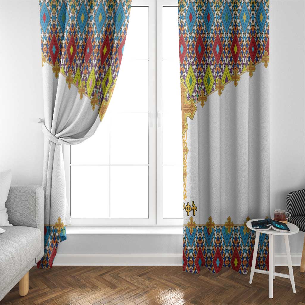 Ethiopian Epiphany Window Curtain Cross Mix Tilet Pattern - Wonder Print Shop