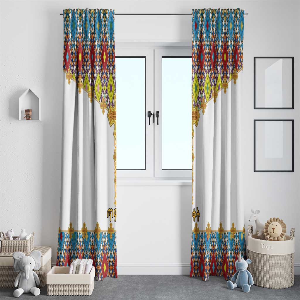 Ethiopian Epiphany Window Curtain Cross Mix Tilet Pattern - Wonder Print Shop