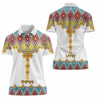 Ethiopian Epiphany Women Polo Shirt Cross Mix Tilet Pattern - Wonder Print Shop