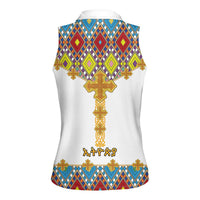 Ethiopian Epiphany Women Sleeveless Polo Shirt Cross Mix Tilet Pattern - Wonder Print Shop