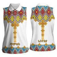 Ethiopian Epiphany Women Sleeveless Polo Shirt Cross Mix Tilet Pattern - Wonder Print Shop