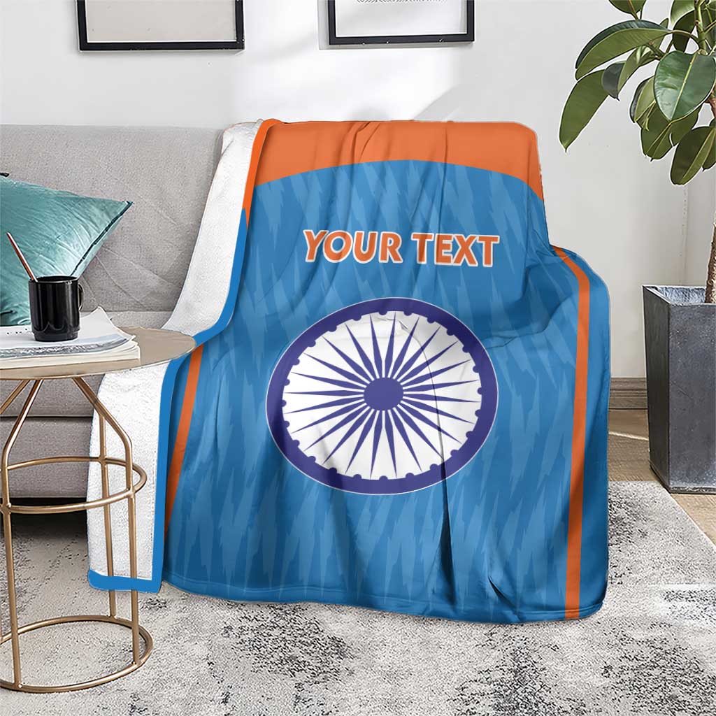 Custom India Cricket Blanket Go Men in Blue