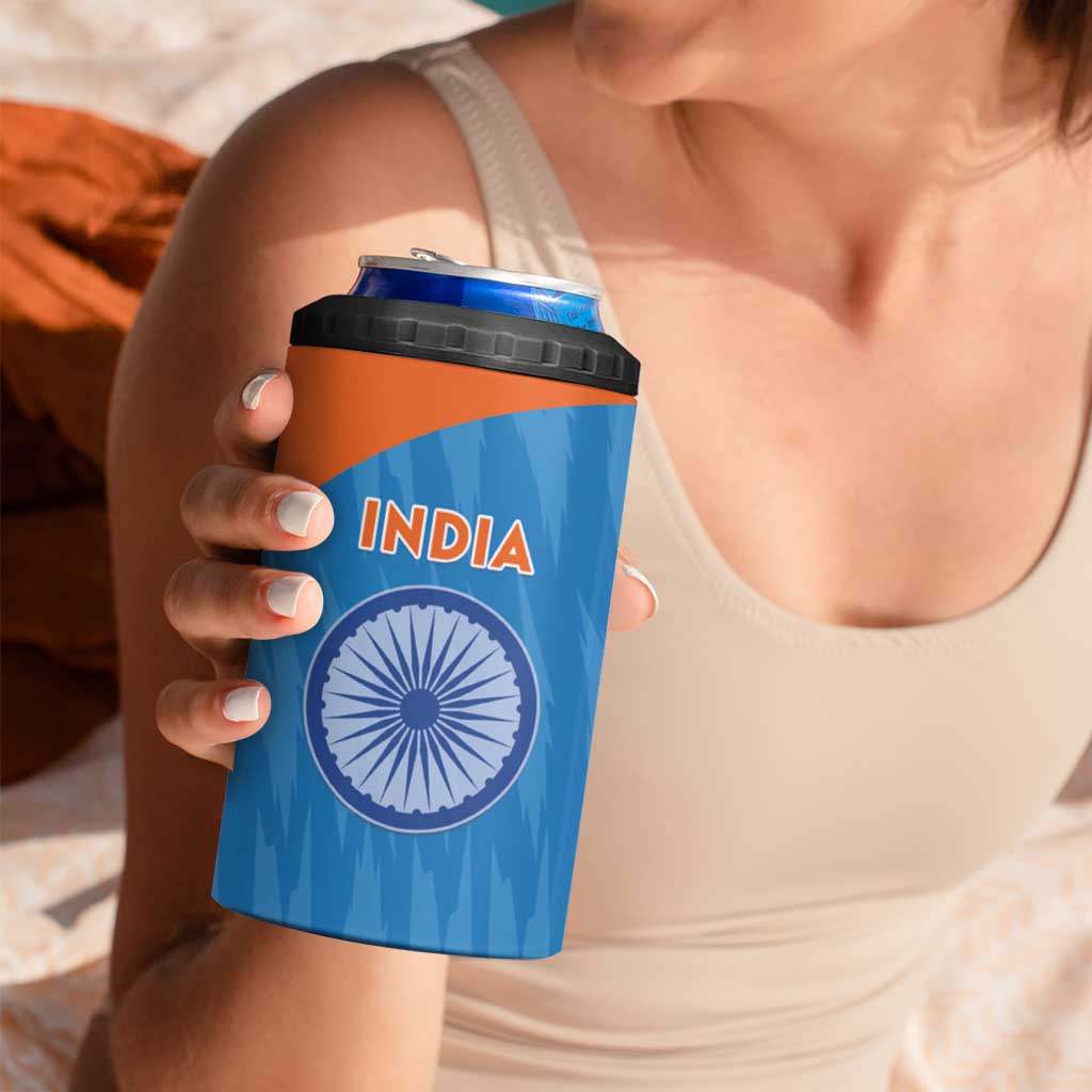 Custom India Cricket 4 in 1 Can Cooler Tumbler Go Men in Blue - Wonder Print Shop
