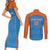 Custom India Cricket Couples Matching Short Sleeve Bodycon Dress and Long Sleeve Button Shirt Go Men in Blue - Wonder Print Shop