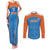 Custom India Cricket Couples Matching Tank Maxi Dress and Long Sleeve Button Shirt Go Men in Blue - Wonder Print Shop