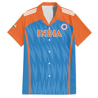 Custom India Cricket Family Matching Long Sleeve Bodycon Dress and Hawaiian Shirt Go Men in Blue - Wonder Print Shop