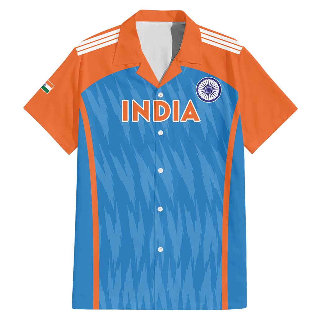 Custom India Cricket Family Matching Mermaid Dress and Hawaiian Shirt Go Men in Blue - Wonder Print Shop