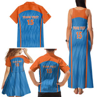 Custom India Cricket Family Matching Tank Maxi Dress and Hawaiian Shirt Go Men in Blue - Wonder Print Shop