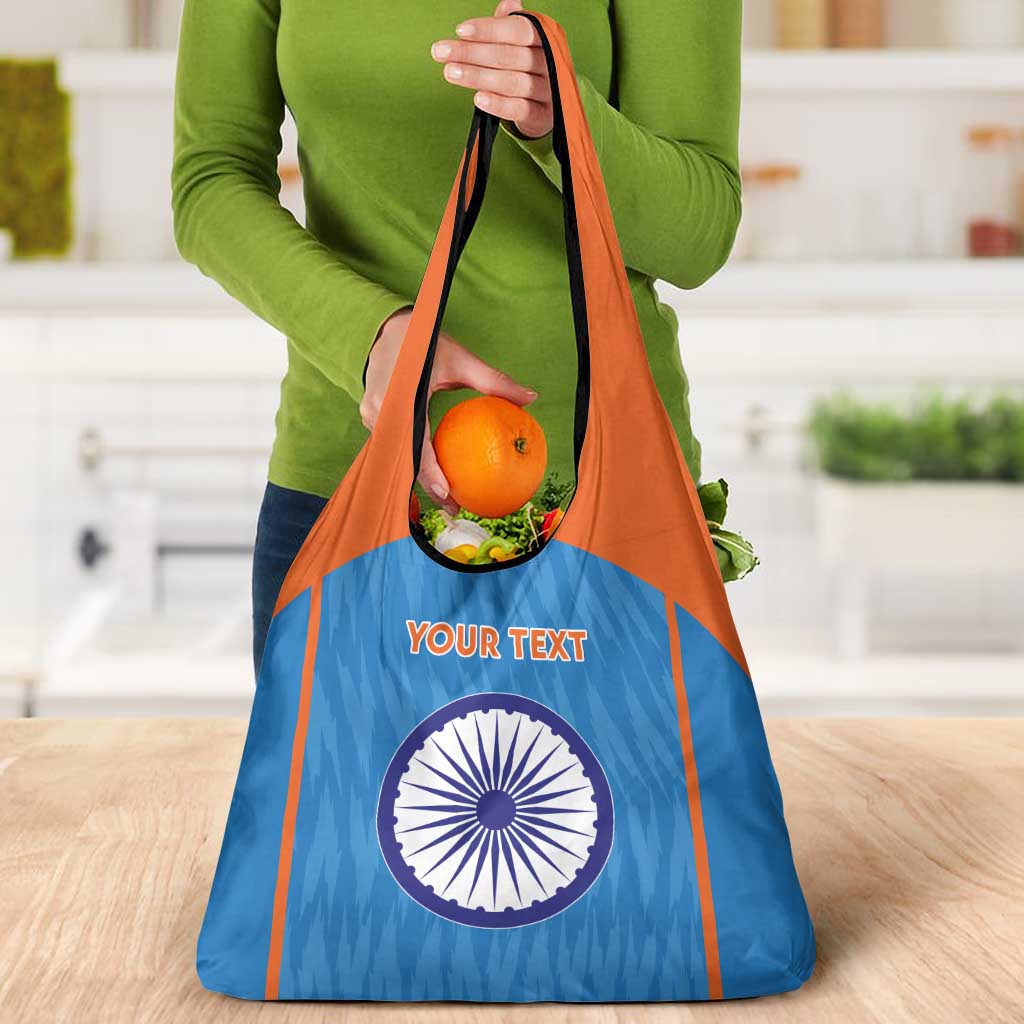 Custom India Cricket Grocery Bag Go Men in Blue