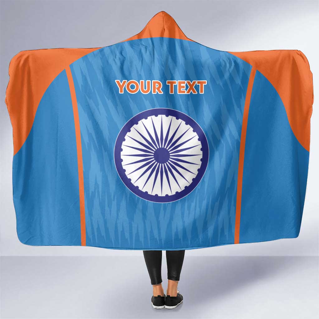 Custom India Cricket Hooded Blanket Go Men in Blue